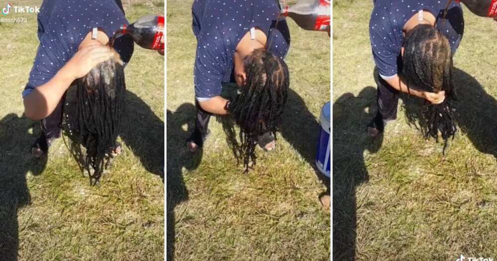 A woman washed her dreads with Coca-Cola.