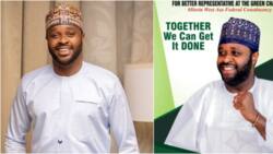 Fans cheer, pray for Femi Adebayo, as actor's elder brother shares his political campaign poster on Instagram