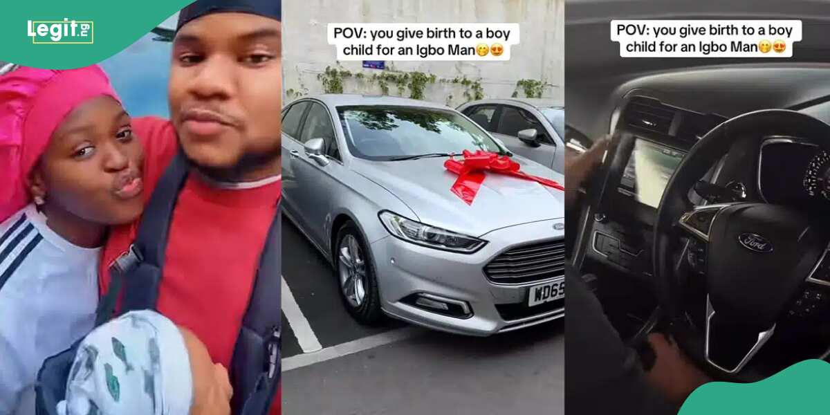 OMG! Nigerian husband surprises wife with brand new car in heartfelt gesture after birth of their first child, a baby boy