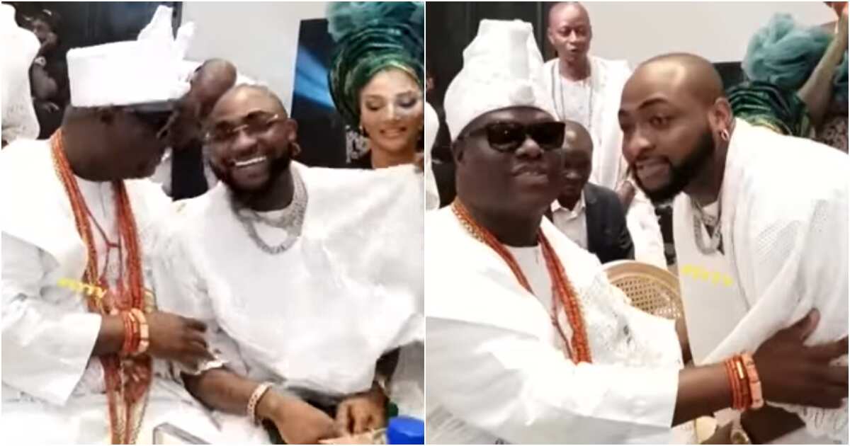 Watch hilarious moment Davido takes Chioma to Ooni of Ife as they party together