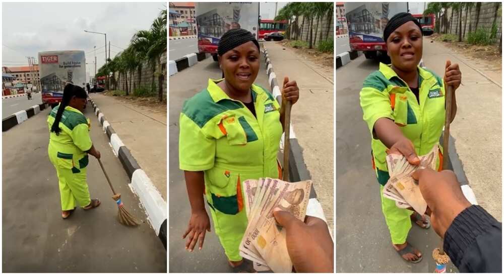 The Lagos road sweeper refused to lie, instead, she chose honesty and she received more rewards.