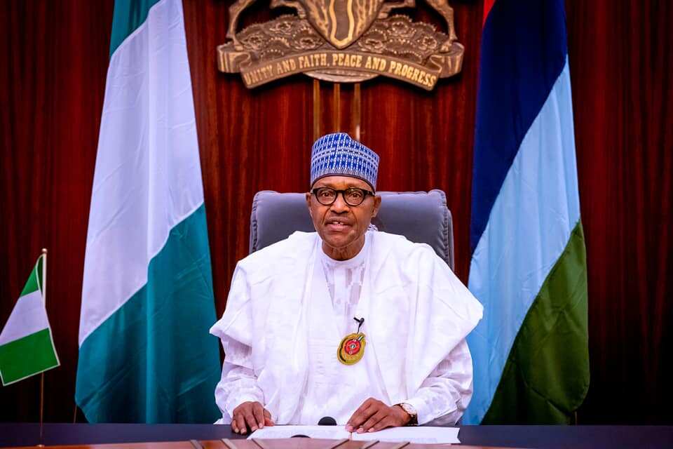 President Buhari delivering a speech