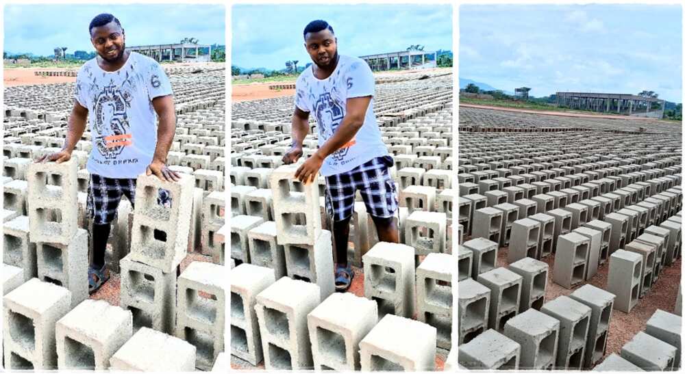 Photos of a graduate who has started a block industry.