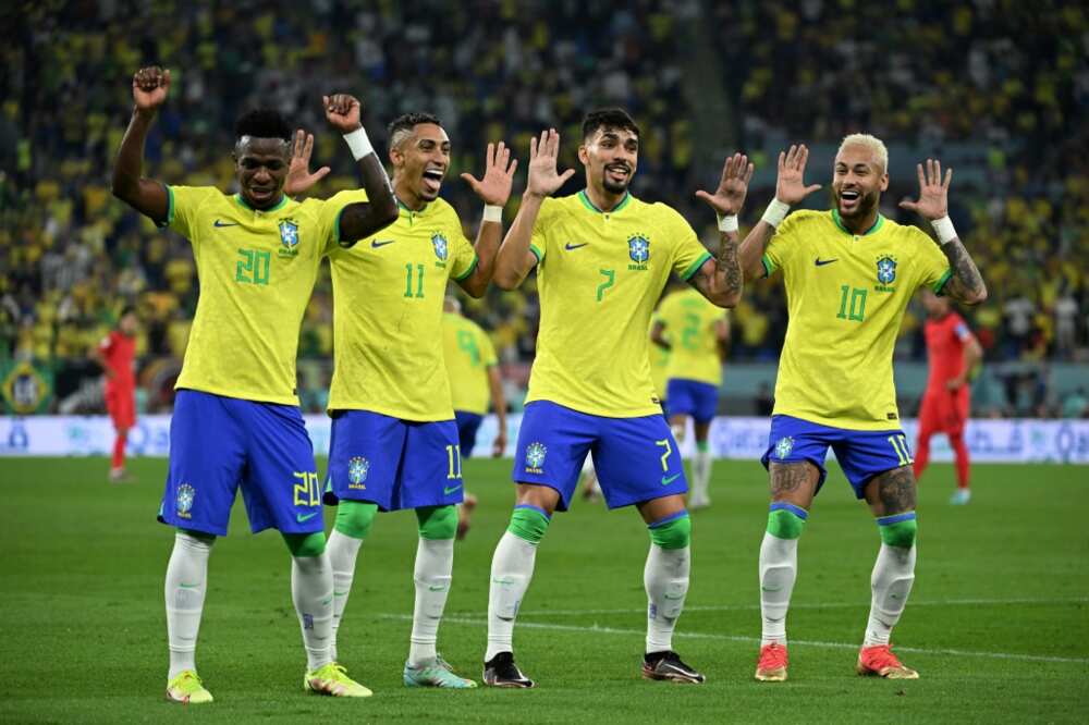 With Neymar (L) back in action, Brazil danced their way to the World Cup quarter-finals