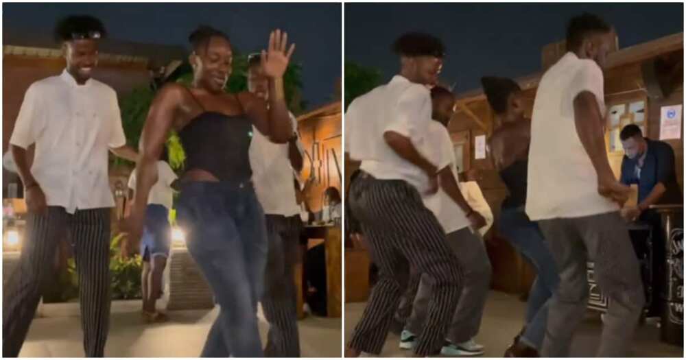 Talented lady in heels leads young men in dance session with intense energy; peeps' can't believe her vigor. Talented lady in heels leads young men in dance session with intense energy; peeps' can't believe her vigor.