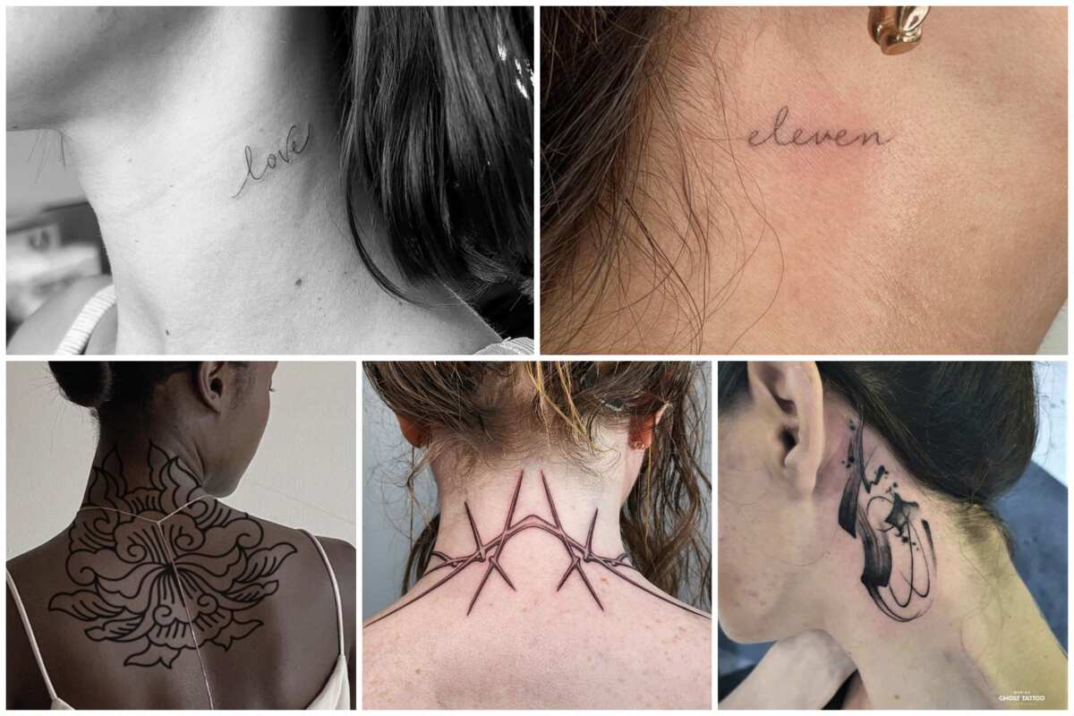 Neck tattoo woman hi-res stock photography and images - Alamy