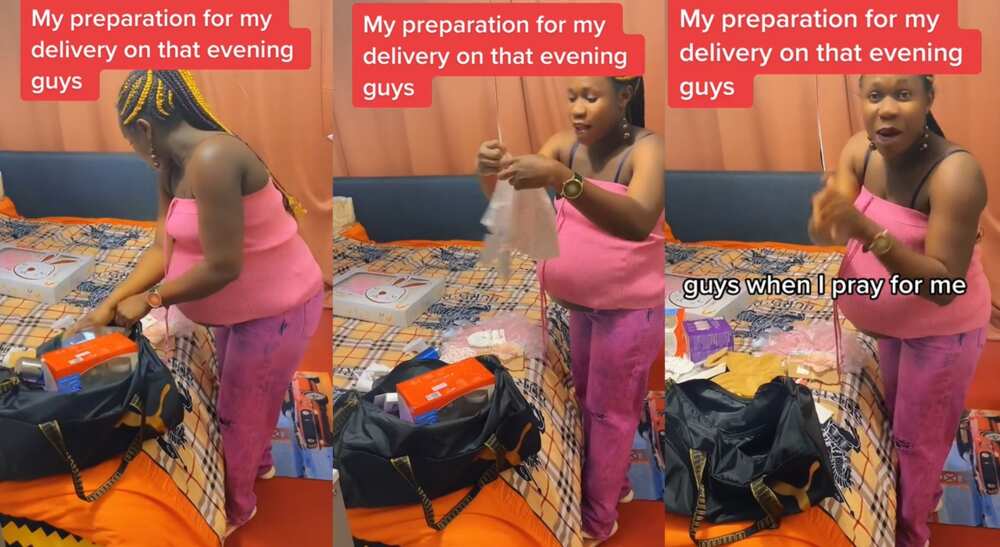 Photos of a pregnant woman who is preparing for delivery.