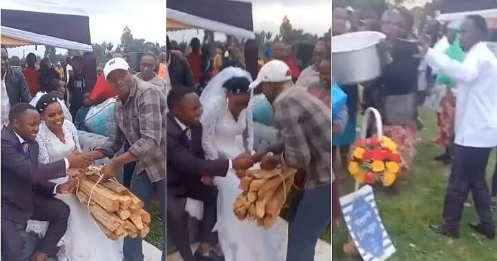 Man gifts couple firewood on wedding day, wedding guest