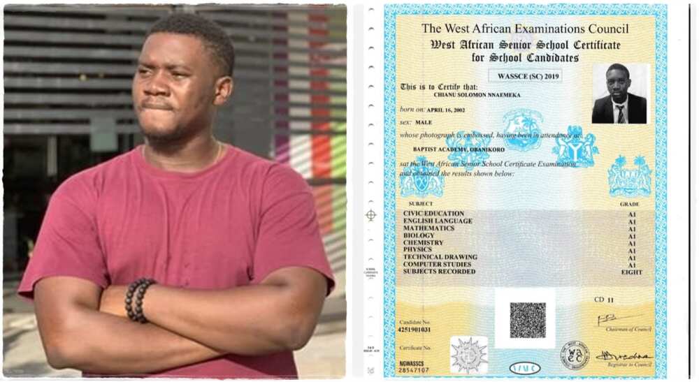 Nigerian man who cleared his WAEC with 8A1s. Nigerian man who cleared his WAEC with 8A1s.