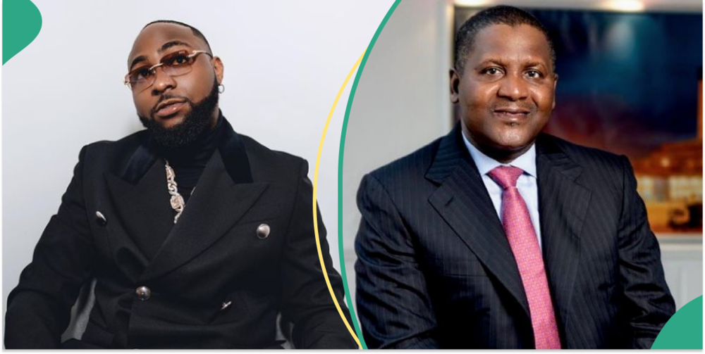 Davido poses with Aliko Dangote and his father Adedeji Adeleke