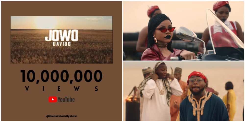 Singer Davido excited as Jowo music video hits 10 million views on YouTube
