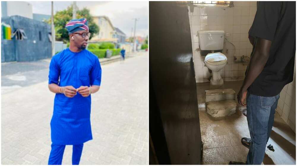 Nigerian shares house in Surulere with toilet that has staircases, laments, says he'll move to Island