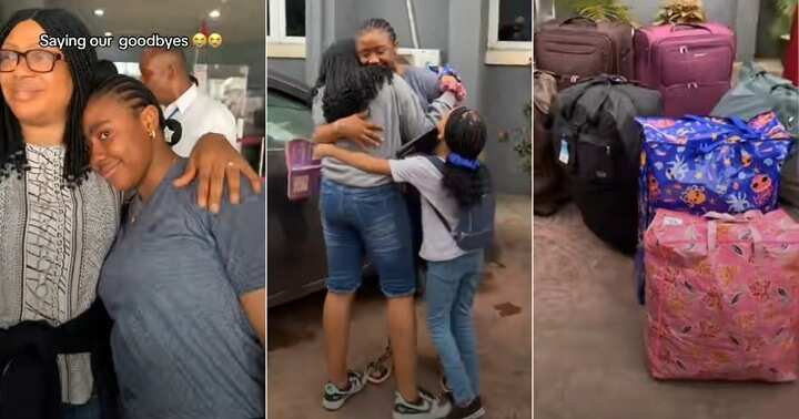 Girl emotional as mum and siblings relocate