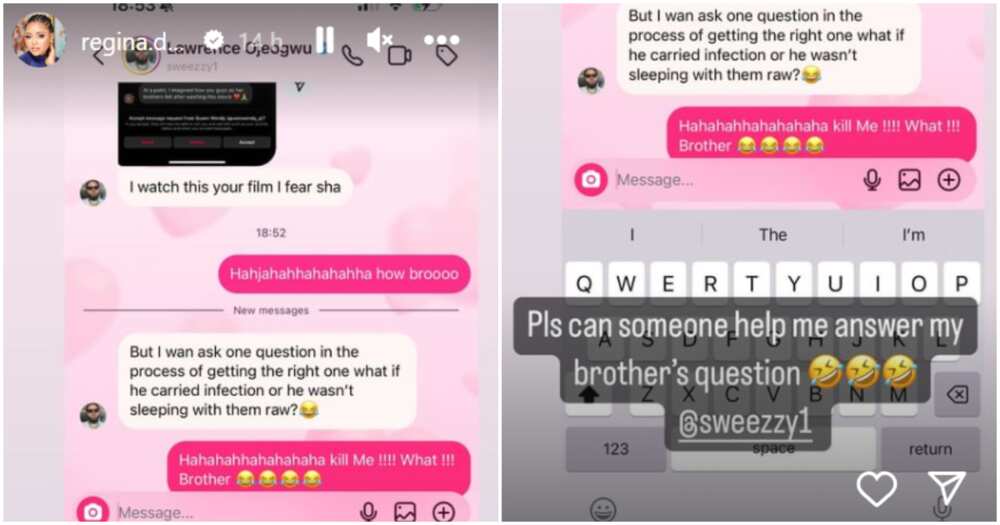 Regina Daniels’ brother queries her in leaked chat, she responds