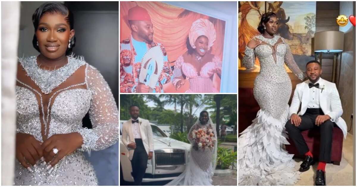 Watch sweet video as comedian Real Warri Pikin remarries hubby in lavish wedding in Lagos