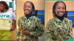 Nigerian lady who relocated abroad after NYSC becomes American citizen, joins US Navy