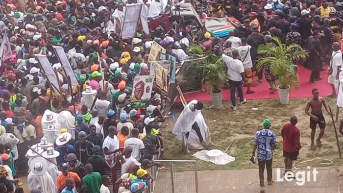 Photo emerges as Eyo masquerade collapses in stampede at APC rally in Lagos
