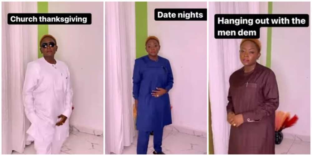 Lady Tries On Her Husbands Collection Of Kaftan Internet Users Amused By How They Fit Legitng 8950