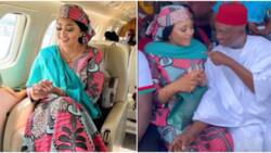Regina Daniels turns 'hajia', flies private jet as she campaigns for billionaire hubby Ned Nwoko