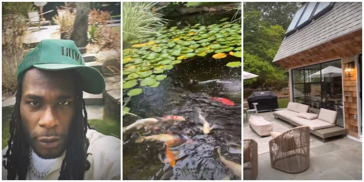 Burna Boy shows off mansion, says 'if your crib doesn't have a pond with fishes, don't play with me'