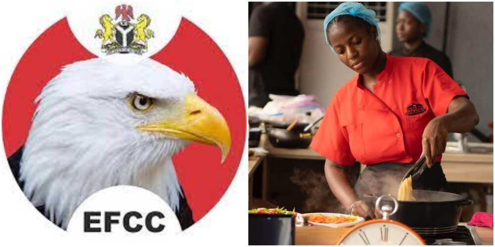 EFCC Logo, Hilda Baci cooking food