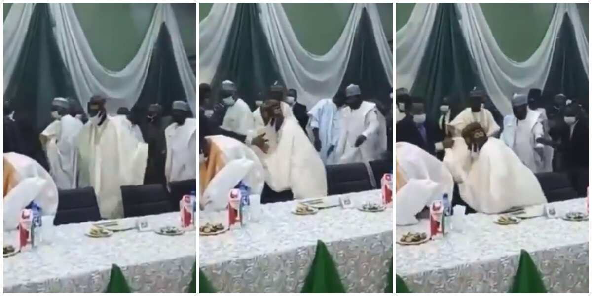 Tinubu falls at the 11th Arewa House lectures in Kaduna in viral video, Nigerians react