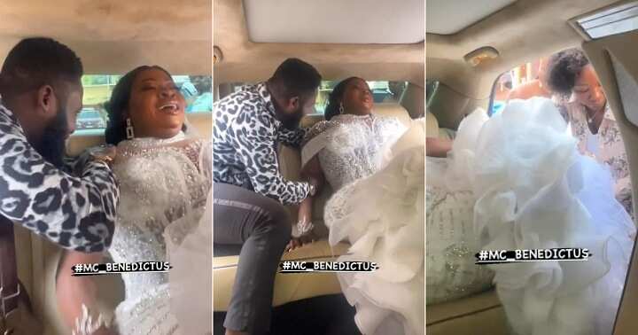 Nigerian bride unable to enter car