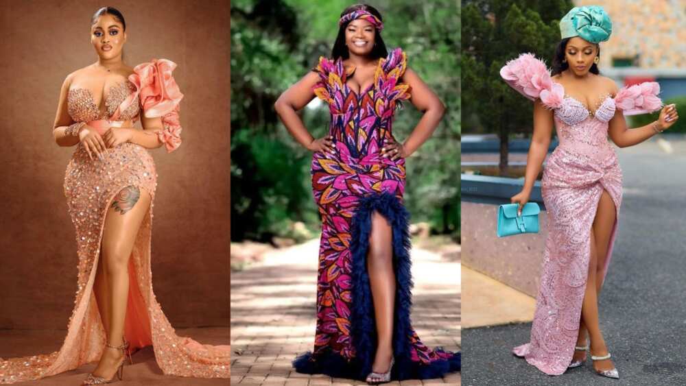 Midi Asoebi lace dress styles inspiration.