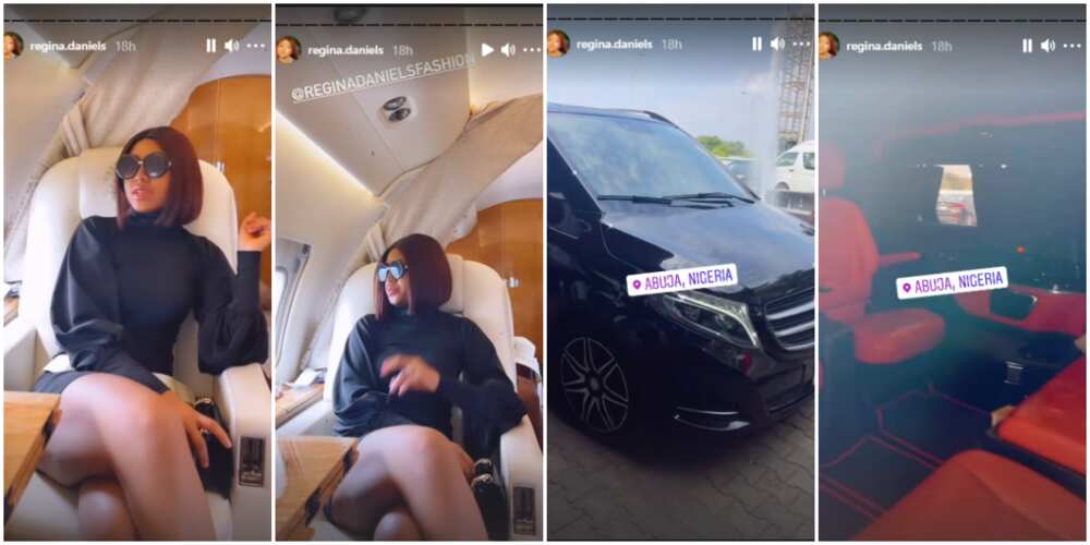 Living the life: Actress Regina Daniels tensions social media with videos of private jet and luxury car ride