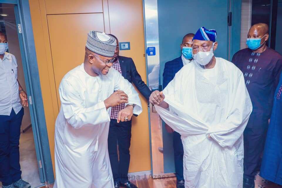 Obasanjo meets Yahaya Bello behind closed doors in Abuja