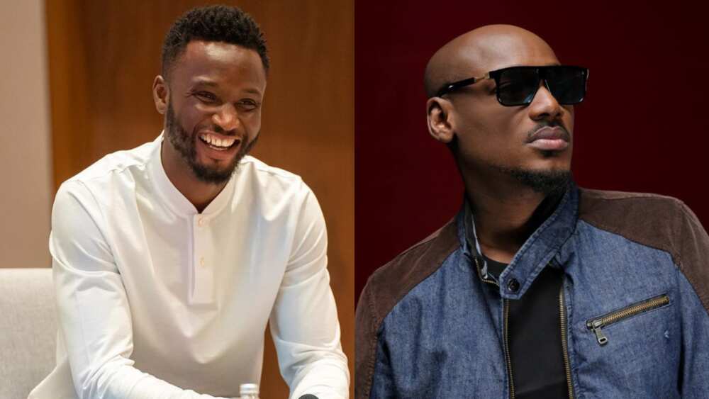 Mikel Obi and 2face Idibia are pictured at work