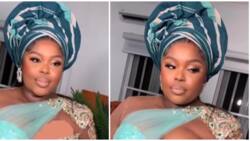 Asoebi fashion: Style lovers vote down lady's revealing blue corset dress
