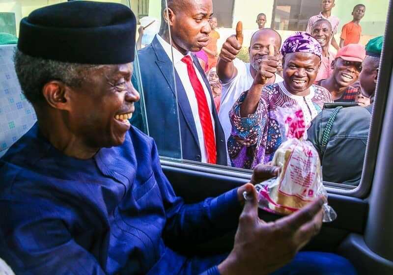 Osinbajo excited as he collected the bread
Source: Google