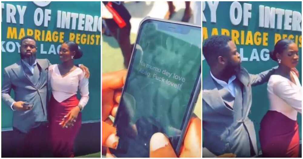 Moment Nigerian man posted 'na mumu dey love' on his WhatsApp status at his wedding goes viral