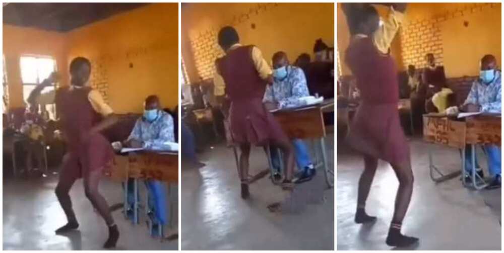 Reactions as school girl in short uniform twerks hard in front of male teacher in video
