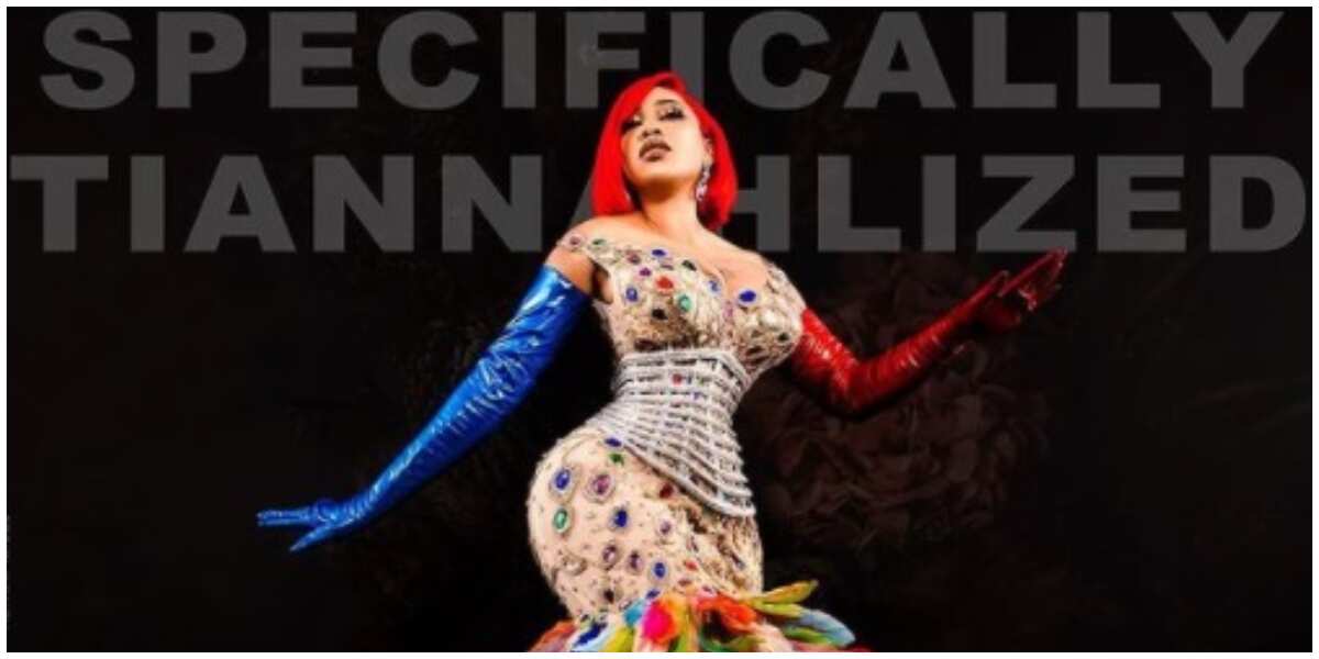 Designer Toyin Lawani shows off unique new creation, tags it 'Specifically Tiannahlized'