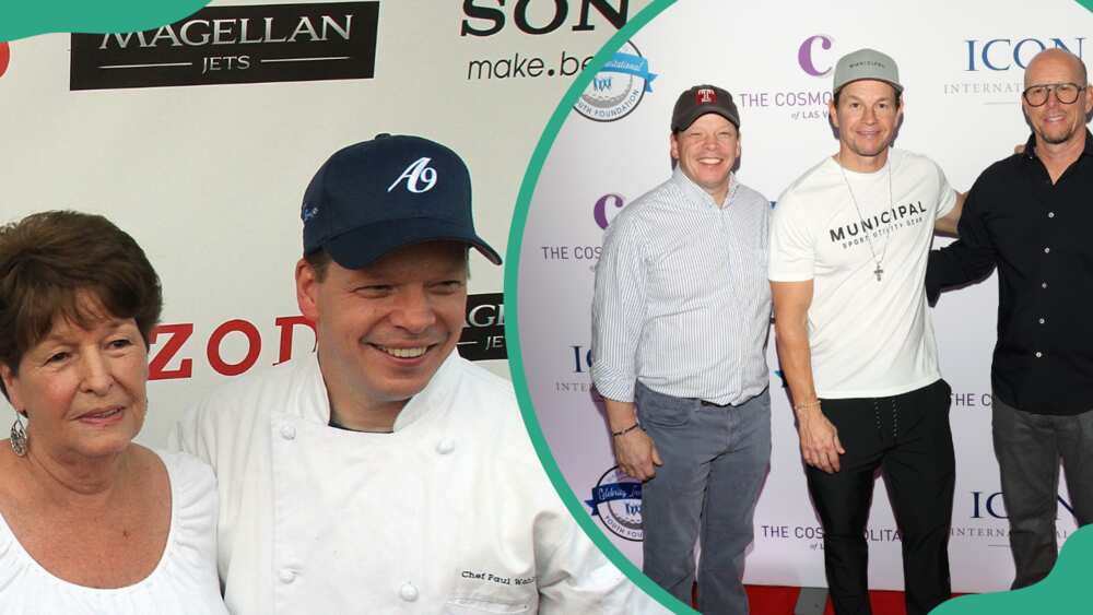 Alma Wahlberg and Chef Paul Wahlberg for the premiere party for The Other Guys in Hingham, MA (L) and Jim, Mark and Paul Wahlberg attend the Mark Wahlberg Youth Foundation Celebrity Invitational Gala (R). Photo: John Wilcox, Gabe