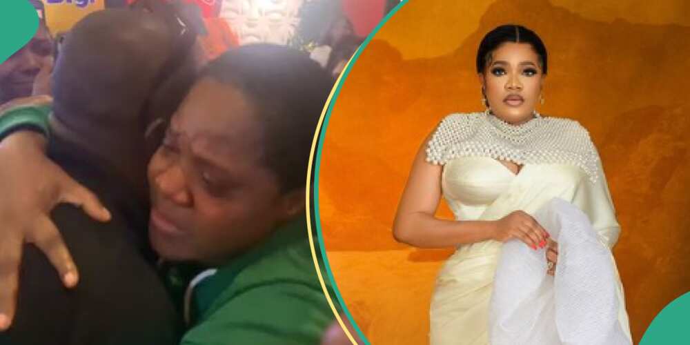 Fan sheds tears after meeting Toyin Abraham for the first time.