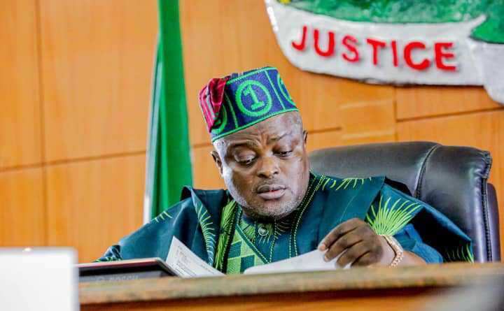 Mudashiru Obasa speaking at the Lagos House of Assembly