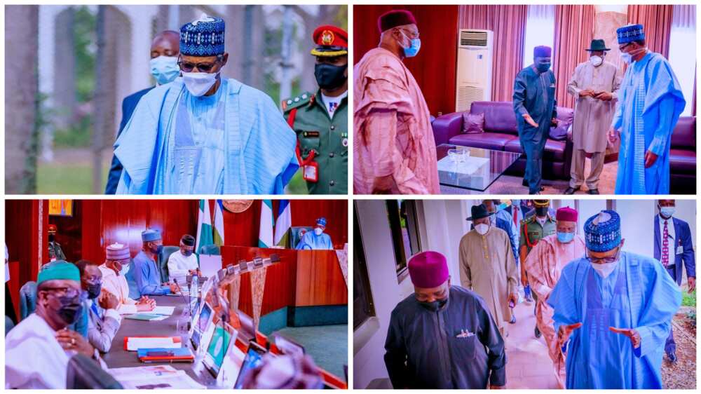 President Buhari, VP Yemi Osinbajo, Council Of State Meetin, Abdusalami Abubakar, Goodluck Jonathan and Yakubu Gowon