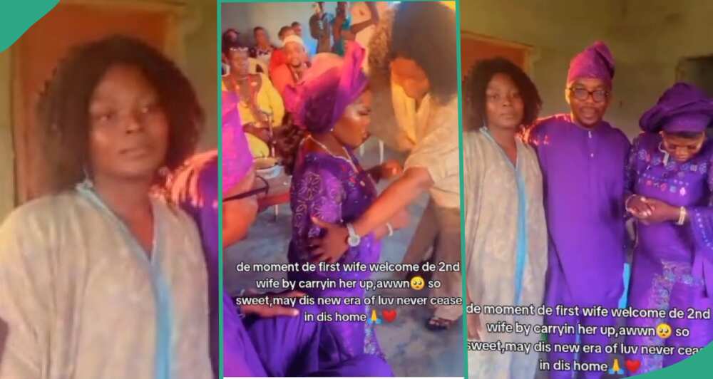 Video shows first wife's reaction while welcoming husband's new wife to the family