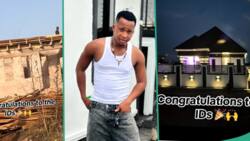 "God we are grateful": Nigerian man happy as he builds mansion, decorates it beautifully