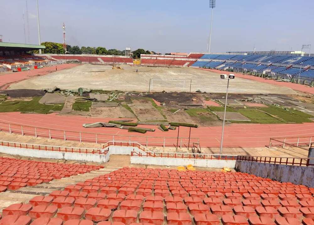 Gov Ugwuanyi Inspects Total Overhaul of Nnamdi Azikiwe Stadium’s Pitch in Enugu
