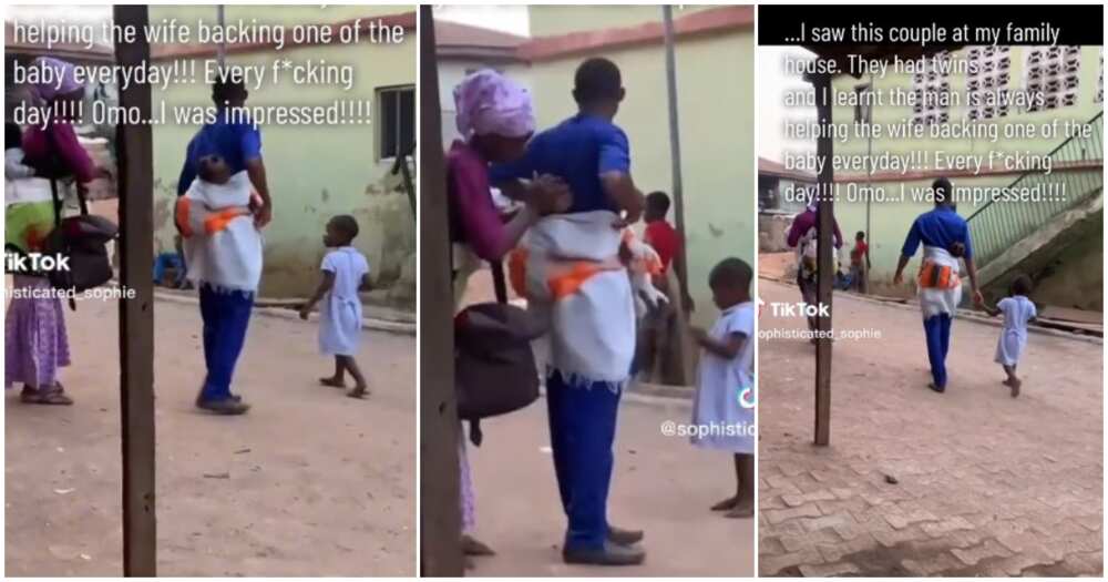Nigerian man and wife carry baby, wrapper, couple video