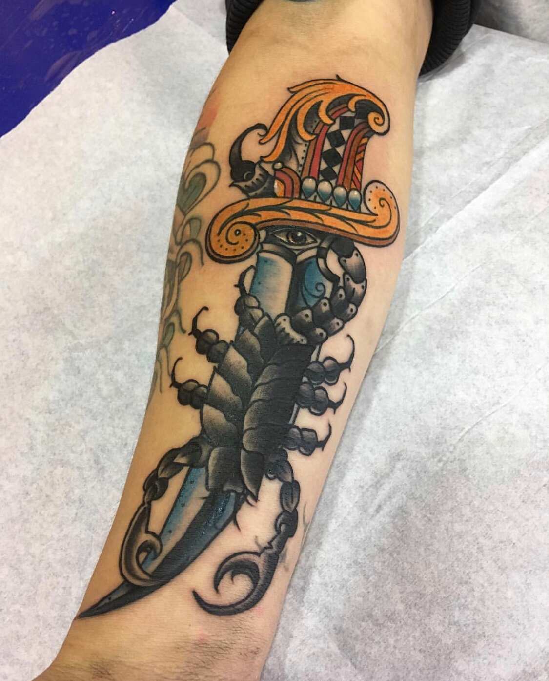 Evie's dad had a big badass scorpion tattoo. So Evie got a big badass scorpion  tattoo. | Instagram