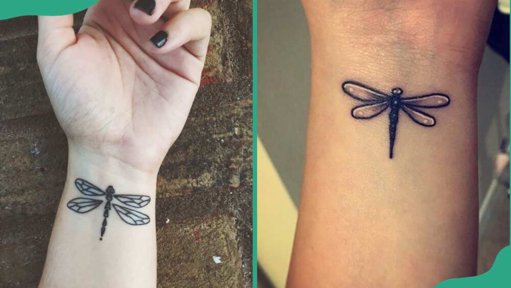Dragonfly tattoo on the wrist