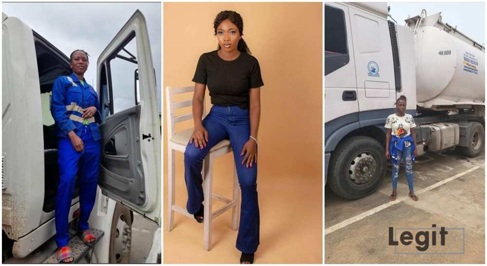 Photos of Iyeyemi Adeniran, Nigerian female tanker driver.