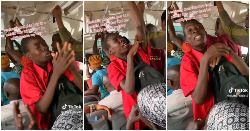 Boy sings in Lagos bus, video of boy singing in Lagos bus, Lagos