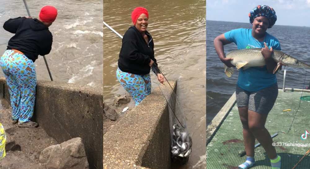 Photos of a lady on a fishing expedition.