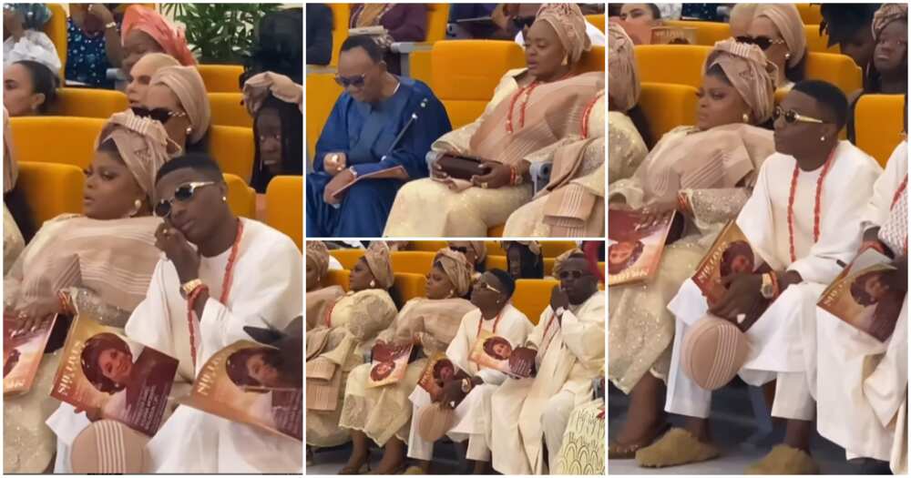 Videos Show Wizkid in Church With Dad and Sisters at Mum’s Funeral